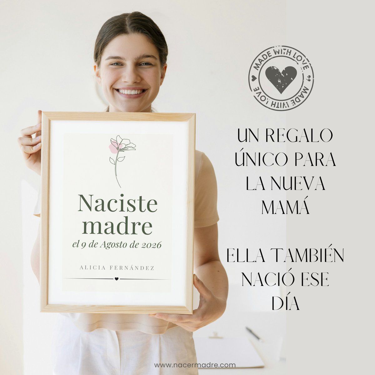 Lámina personalizada Naciste Madre, un regalo único para la nueva mamá